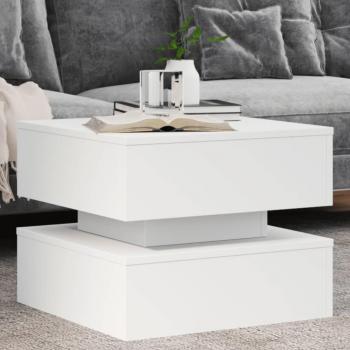 vidaXL Coffee Table with LED Lights - White, 50x50x40 cm