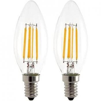 Garza -Pack 1+1 Bombillas Led de Filamento Decorativa Vela, Luz cálida 2700K, Casquillo E14, 4W 470 lúmenes