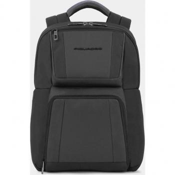 Piquadro Wallaby - Mochila para portátil de piel y tela con soporte para PC de 14