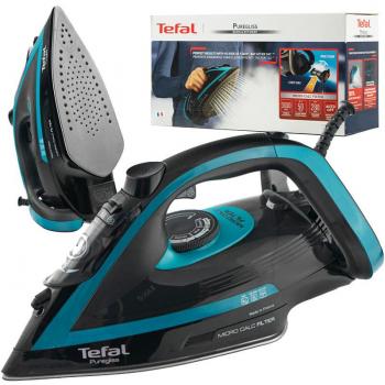 Tefal FV8066 Puregliss Plancha de vapor con supervapor de 280 g/min, vapor vertical, apertura de llenado de agua en formato XL, soporte estable, equipo anticalcáreo, parada por gote
