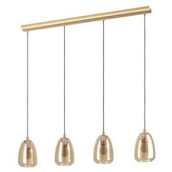 Lámpara de Techo Colgante Alobrase 4 Luces E27 en Metal con Acabado en Latón Cepillado, 108 cm