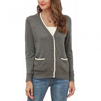 MessBebe Cardigan Mujer Rebeca V Cuello Jersey Invierno con Botones Blusa Manga Larga Chaqueta de Punto Cardigans Mujer Jerseys con Bolsillos