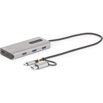 StarTech.com USB-C Multiport Adapter with Attached USB-C to USB-A Dongle, Dual HDMI (4K30Hz/1080p60Hz), 3x USB-A 5Gbps, Mini Travel Dock Laptop Docking Station,