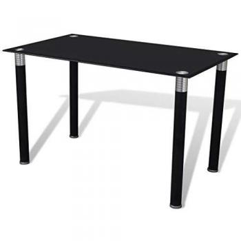vidaXL Mesa de Comedor con Superficie de Cristal Cocina Elegante Robusta Negro