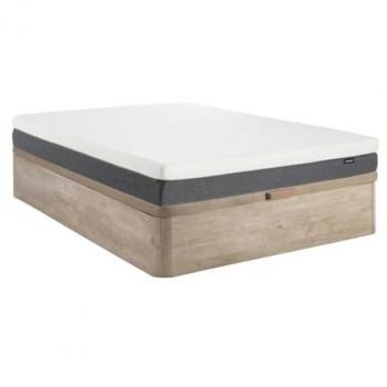 Conjunto de canapé abatible 140 x 190 cm natural claro + colchón de muelles ensacados con memoria de forma y espuma, 7 zonas, desenfundable 25 cm - KEPUR de YSMÉE