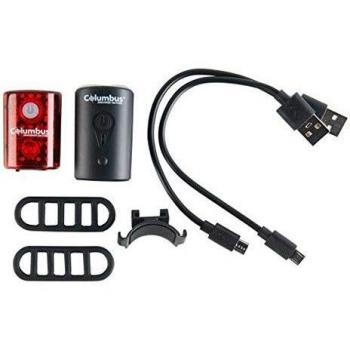 COLUMBUS Rear & Front Bike Light Set Luz de Seguridad, Adultos Unisex, Multicolor