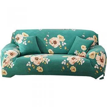 GHP Funda Protectora de sofá de Tela elástica elástica con patrón de Flores de poliéster, Antideslizante, Lavable, antiácaros y Antiarrugas para familias y propietarios de Mascotas, 3 Seater