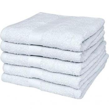 vidaXL 5 Toallas de algodón color blanco, 70 x 140 cm, 500gr/m²