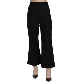 Dolce & Gabbana Black High Waist Flared Cropped Brocade Pants - IT40|S, Wide Trousers, female, Black, Size: XS Sophisticated Black Flared Pants
