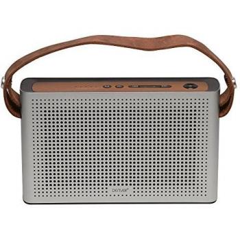 Denver bts-200 Altavoz portátil Bluetooth; Entrada aux; USB; batería Recargable; Altavoces: 10w; Carcasa de Metal Plateada con asa de Piel