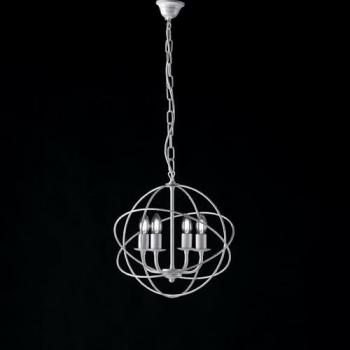 Araña de suspensión Be Light Williams 4 luces hierro blanco y plata 39x h42 cm