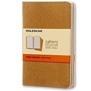 Moleskine - Cahier Journal Cuaderno de Notas, Set de 3 Cuadernos con Páginas, Tapa de Cartón y Cosido de Algodón Visible, Color Marròn Kraft