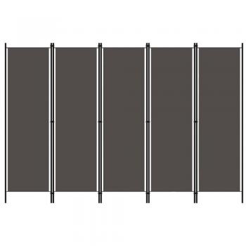 vidaXL 5-Panel Room Divider Anthracite 250x180 cm