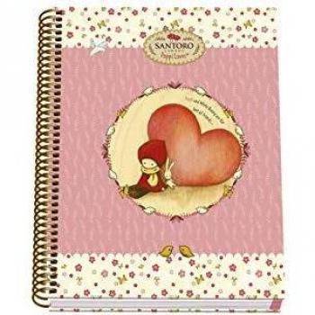 Cuaderno espiral A5 Tapa dura 100 hojas - Santoro - Poppi Loves - Heart