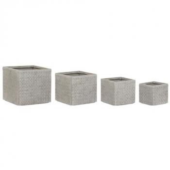 Set de Maceteros Home ESPRIT Beige Fibra de Vidrio Magnesio 44,5 x 44,5 x 42,5 cm (4 Unidades)