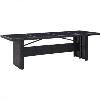 vidaXL Garden Table Black 240x90x74 cm Poly Rattan and Glass