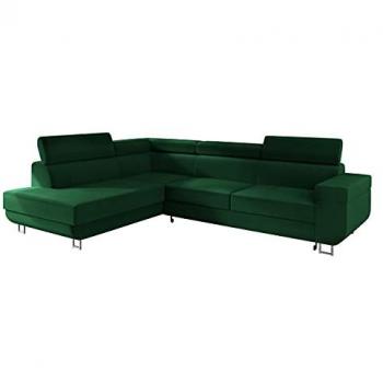 Sofá rinconero Comfivo 306, Manila 35, con función de descanso y caja de ropa de cama, 253x188x71cm