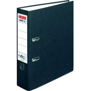 Carpeta Herlitz maX.file Nature Plus A4 80 mm Negro, Cartón Texturizado, 2 Anillas
