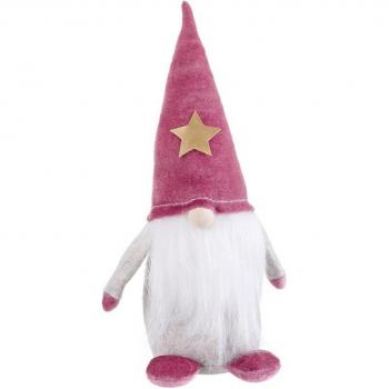 Papá Noel de pie tejido decorativo en tela roja y blanca de 25 cm