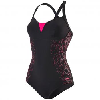 Speedo Shinedream Placement Bañador Mujer,color: negro/rosa, tallla del manufacturier: 34