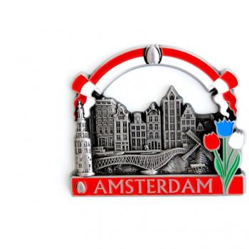 Imanes de nevera decorativos, fabricados con metal, diseños de Venecia, París, Roma, Praga, Ámsterdam, Barcelona, Dubai y Tailandia, ideales como regalo de recuerdo, metal, Silver Amsterdam