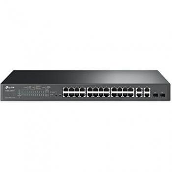 TP-Link 24-Port Fast Ethernet PoE Switch | 24 PoE+ Ports @192W, w/ 4 Uplink Gigabit Ports + 2 Combo SFP Slots | Smart Managed | Support for L2/L3/L4 QoS and IGMP (T1500-28Pct)