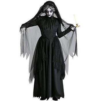 chuangminghangqi. Disfraces de bruja vestidos de vampiro Halloween mujer disfraz Carnaval señora Adultos Cosplay Vestido Horror Femenino Fantasma Vestido Fiesta, Negro , XL