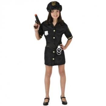 Disfraz de Policía Infantil para Niña - Talla 7-9 Años - Color Azul Marino