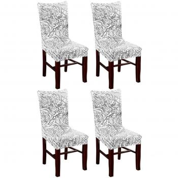 KING DO WAY 4 Funda de Asiento con Respaldo de Repuesto, Cubierta de la Silla Inicio / Cocina / Jardín en el Comedor de Tejido Revestido Gris