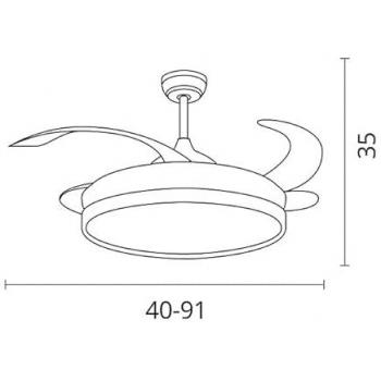 Ventilador de Techo Cosmos Mini Bel Air 48W 4 Aspas Retráctiles Negro/Madera Ø91 Cm