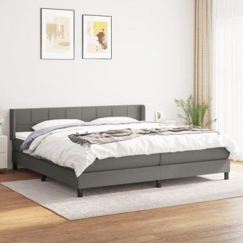 Cama Box Spring con Colchón de Tela Gris Oscuro 200x200 cm