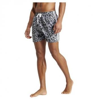 Adidas Essentials 3-Stripes Animal Print Swim Shorts for Men - Regular Fit