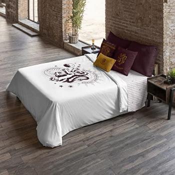 Funda Nórdica Harry Potter Gryffindor Stars 100% algodón con botones, multicolor, 175 hilos, tamaño 140 x 200 cm para cama de 80, extrasuave, Made in Spain
