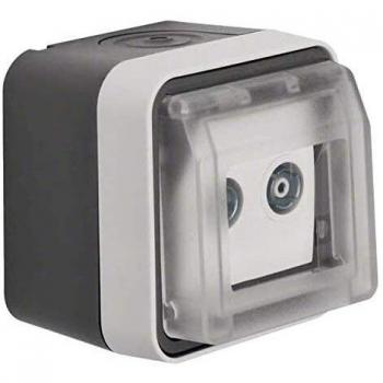 Berker W.1 Grey Antenna Socket End Box IP55 2V - Complete Multimedia Outlet
