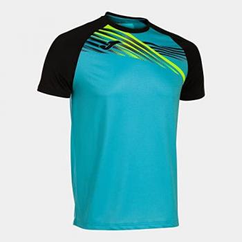 Camiseta de running Joma Elite X manga corta para hombre en color turquesa flúor negro, ligera y cómoda