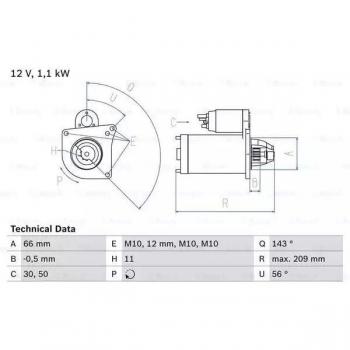 Motor de Arranque Bosch 986025390 - Motor de arranque, marca Bosch, modelo 0 986 025 390, diseñado para ofrecer un rendimiento óptimo en el encendido de vehículos
