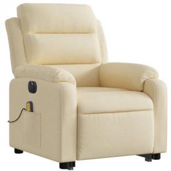 Sillón de masaje eléctrico reclinable elevable tela crema vidaXL