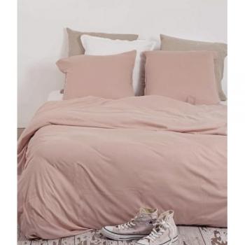 Funda Nórdica Rosa de Algodón 100% con Tacto Suave y Antiarrugas para Cama de 105 cm - Incluye Almohada 45x125 cm