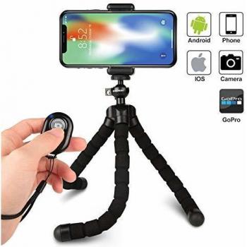 Rhodesy RT-02 Octopus Estilo Tripod Stand titular con Bluetooth Remote para la cámara, cualquier teléfono inteligente con Clip