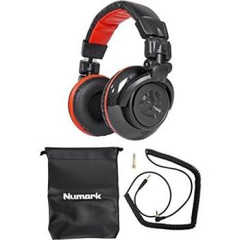 Numark Red Wave Carbon - Wired Professional DJ Headphones with Swivel Design, Detachable Headphone Cable, 1/8- Inch Adapter and Case Included