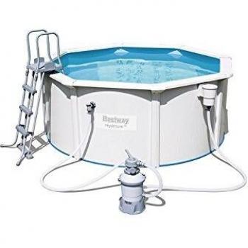 Set piscina desmontable redonda Bestway Hydrium™ de acero con filtración de arena, 300 x 120 cm, color gris granito