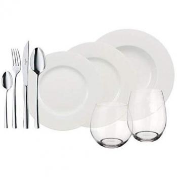 Villeroy & Boch 10-1155-9032 Set de Mesa de 36 Piezas para 4 Personas, Porcelana, Blanco, 37 x 26.5 x 39 cm
