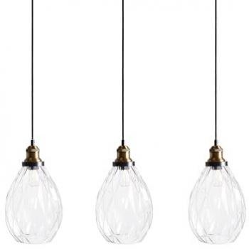 Lámpara Colgante Coosa de 3 Luces con Pantalla de Vidrio y Metal Transparente