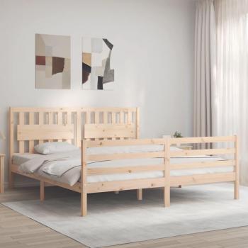 Cama de matrimonio Super King Size con cabecero de madera maciza Blindpiece Vidaxl Marrón