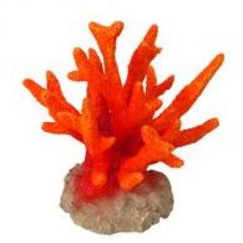 Decoración para Acuarios Coral Seriatopora Naranja 8,5x8,5x9 cm en Resina No Tóxica y pH Neutro