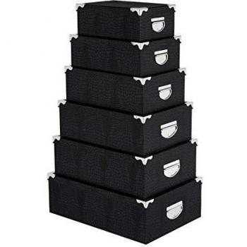 Conjunto de 6 cajas de almacenamiento efecto cocodrilo con esquinas metálicas - 5five