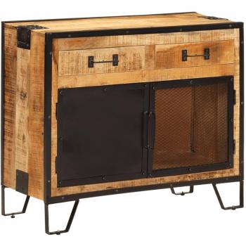Armario de madera maciza de mango y metal 80x31x66 cm, Aparador de madera maciza mango sin tratar y metal 80x31x66 cm Vidaxl Marrón