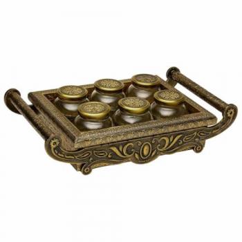 Bandeja de Metal Repujado Color Cobre 46x26x7 cm