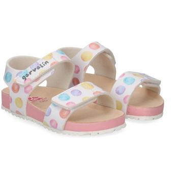 Garvalín Sandalias abiertas de niña con cierre adherente y estampado multicolor - Blanco Talla 24