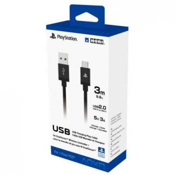 Hori DualSense Charging Cable for PS5 - 3 Meter USB-C to USB-A, Officially Licensed by Sony